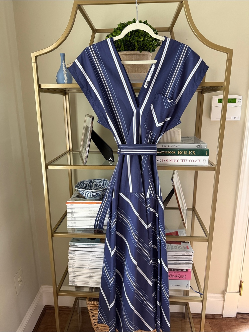 Zara Godet Stripe Midi Dress